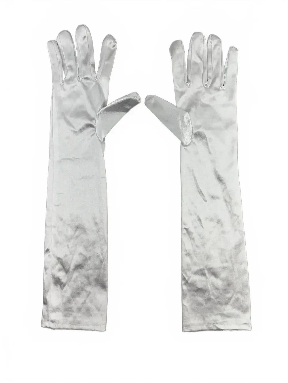 Elegant Long White Satin Gloves Vintage Style